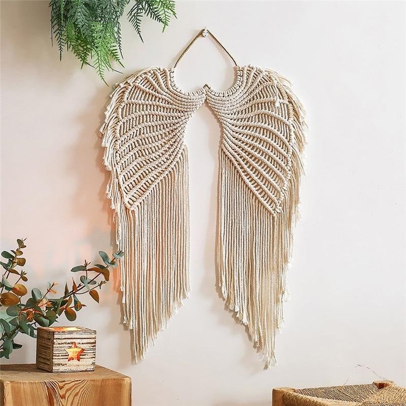 Woven Bohemian Macrame Wall Hanging Decor - Angels Wing — Flipping Fabulous